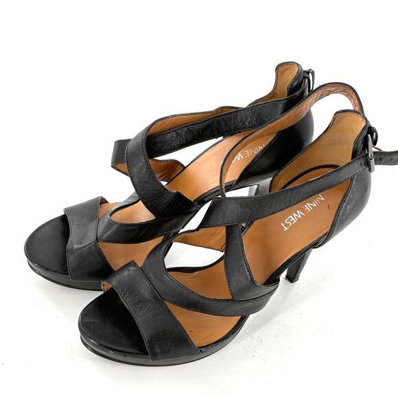 Nine West Make Waves Platform Heels 10 Leather Sandals Glam Resort Cruise - Picture 6 of 7